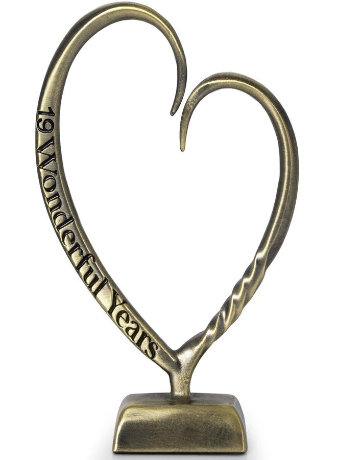 BESZONE 19 Year Anniversary Bronze Gifts for Her Him Gift 19th Wedding Anniversary for Couples Wife Husband Men, Hand Forged Bronze Heart Art Keepsake Home Decor Artwork - Image 1